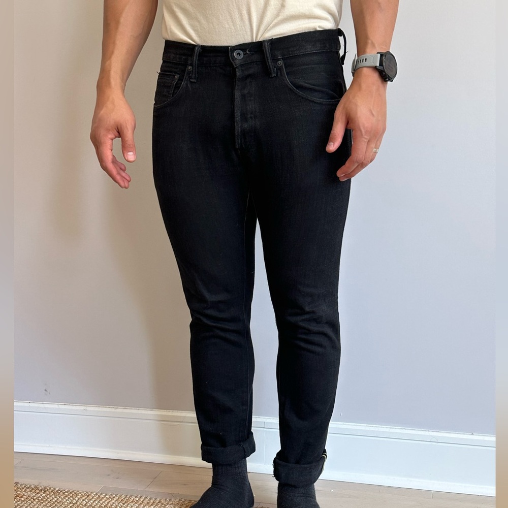ONI 689 "Kiraku-II" 12oz Black Selvedge Denim - Relaxed Tapered Fit (32)
